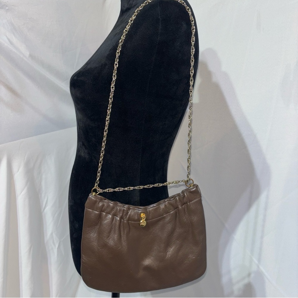 Vintage Leather Ande' Brown Braided Chain Strap Shoulder Bag - Picture 2 of 7